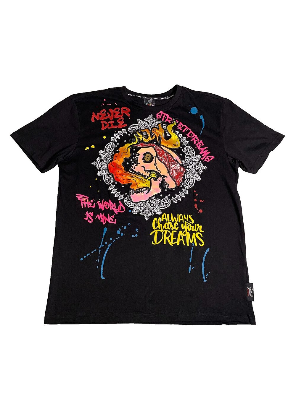 NWT Switch Remarkable Graphic T Shirt Mens XL Black Graffiti Skull Grunge Punk